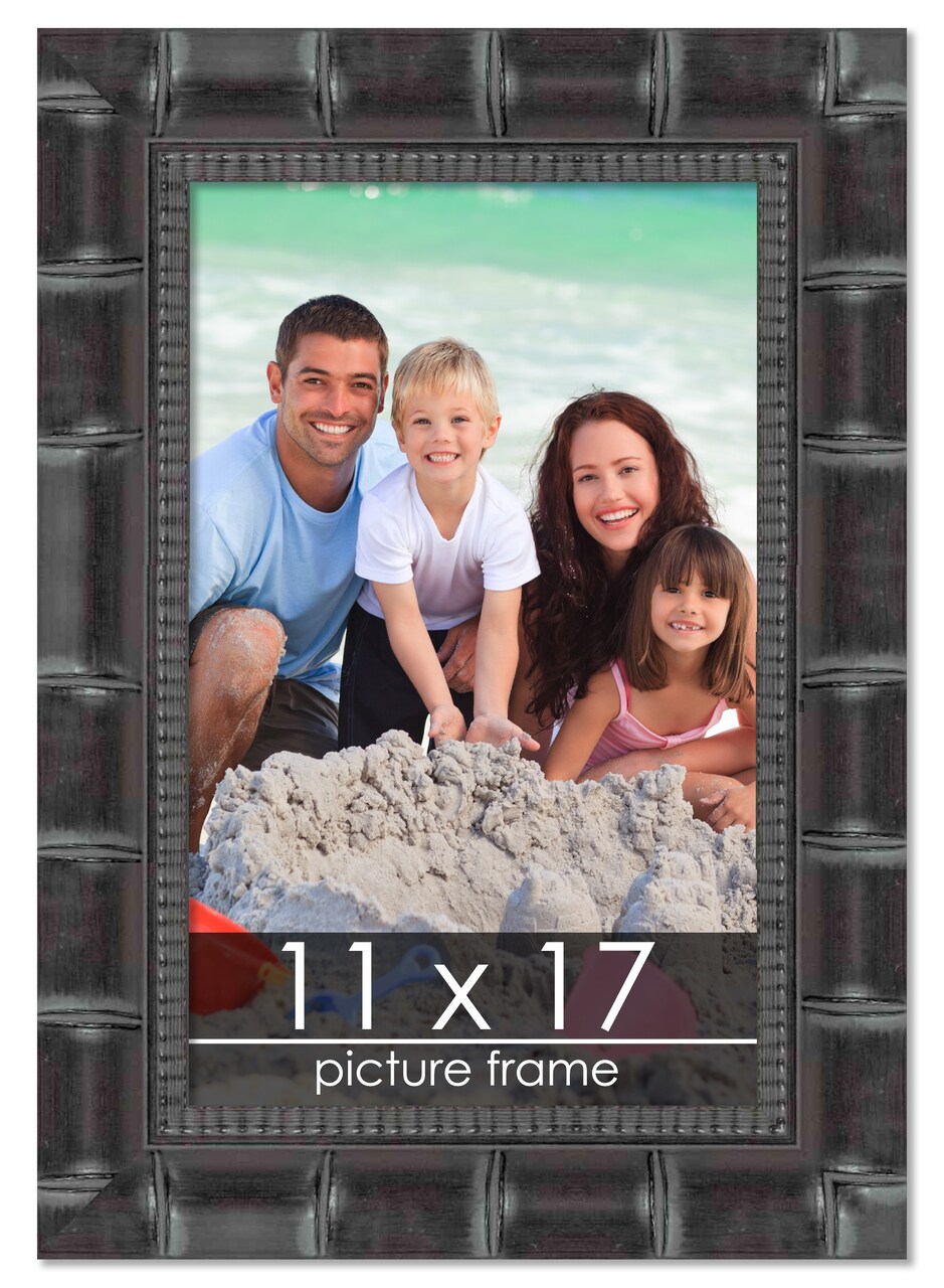 11x17 Wide Bamboo Picture Frame with UV-Resistant Acrylic & Acid Free Backing, Available in 4 Finishes - Brown, Black, Silver, and Natural